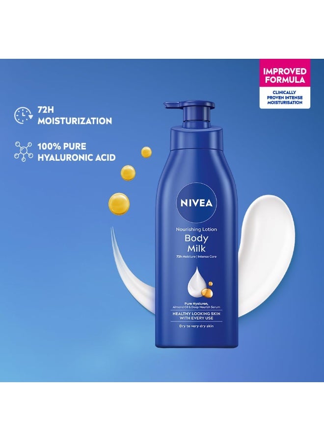 NIVEA Nourishing Body Milk 400ml Body Lotion with Hyaluronic Acid | 72Hr Hydration | Deep Moisture Care for Very Dry Skin | Enriched with Almond Oil | Smooth, Radiant & Healthy Looking Skin Care - Image 2